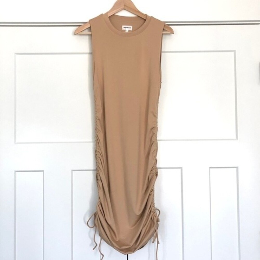 ❤️ Superdown Cory Ruched Side Mini Dress in Nude/Tan - XL - Picture 5 of 10